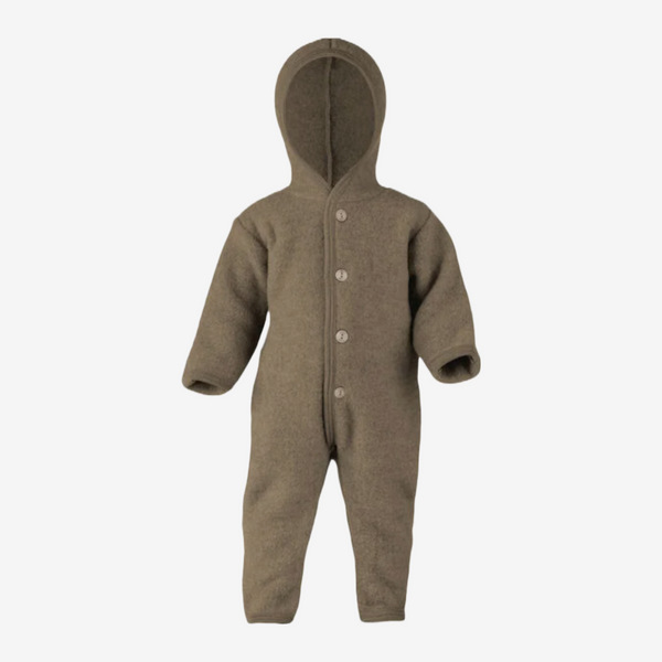 Engel - Hooded overall with buttons - Walnut Melange