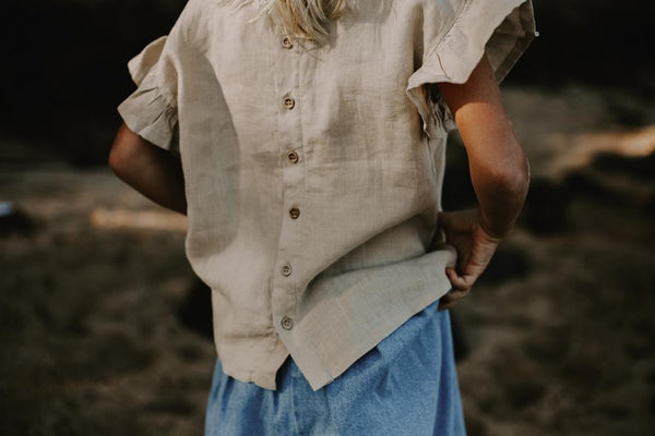 The Simple Folk - The Frill Linen Top - Oatmeal